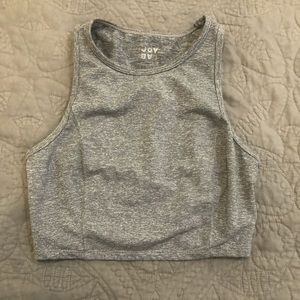 Gray and white cropped work out top